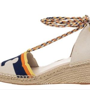 Tory Burch Canvas Espadrille Wedge Sandals sz 7
